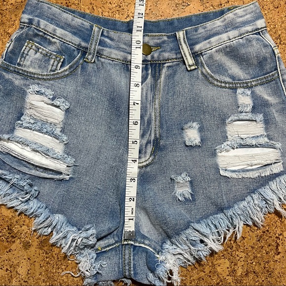 Shein Distressed High Rise Cutoff Jean Shorts Sz S - Picture 7 of 9